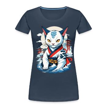 Aesthetic Cat Love Streetwear Japan Cats - Women's Premium Organic T-Shirt - navy - Front - Mia (176cm)