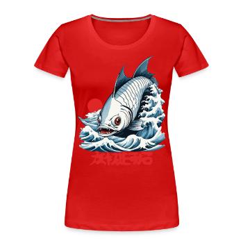 Ukiyo-E Fisch Fischer Angler Japan Kunstwerk - Frauen Premium Bio T-Shirt - Navy - Vorne - Mia (176cm)