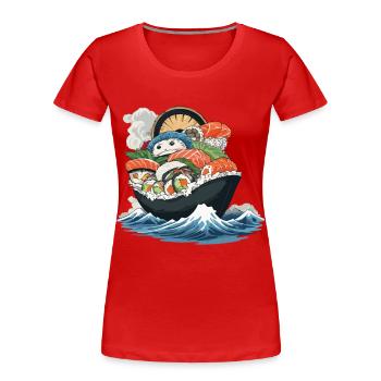 Sushi Festmahl Aesthetic mit Japanischem Yokai - Frauen Premium Bio T-Shirt - Navy - Vorne - Mia (176cm)