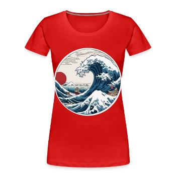 Ukiyo-E Waves Japan Vintage Streetwear - Women's Premium Organic T-Shirt - navy - Front - Mia (176cm)
