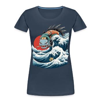 Lake Dragon Ukiyo-E Japan Vintage Aesthetic - Women's Premium Organic T-Shirt - navy - Front - Mia (176cm)