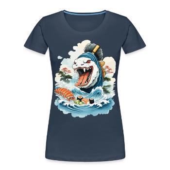 Sushi Rice Monster Japan Art Streetwear - Women's Premium Organic T-Shirt - navy - Front - Mia (176cm)