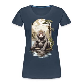 Asian Monkey Nature Aesthetic Monkey Design - Women's Premium Organic T-Shirt - navy - Front - Mia (176cm)