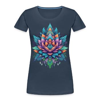 Mandala Lotus Spiritual Aesthetic Design - Women's Premium Organic T-Shirt - navy - Front - Mia (176cm)