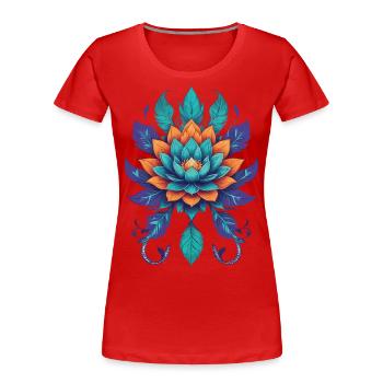 Fleur de Lotus Joie des Couleurs Fleur de Vie - T-shirt bio Premium Femme - bleu marine - Devant - Mia (176cm)