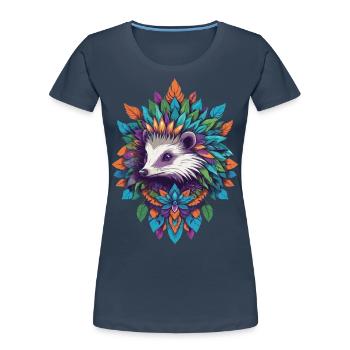 Spiritual Power Animal Badger Mandala - Women's Premium Organic T-Shirt - navy - Front - Mia (176cm)