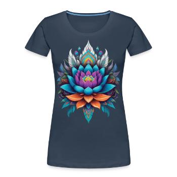Style esthétique de la vie de fleur de fleur de lotus spirituel - T-shirt bio Premium Femme - bleu marine - Devant - Mia (176cm)