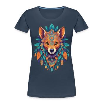 Dingo Totem Spirituelles Hund Krafttier Mandala - Frauen Premium Bio T-Shirt - Navy - Vorne - Mia (176cm)