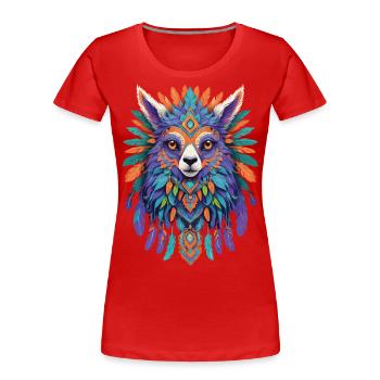 Spirituelles Alpaka Mandala Krafttier Design - Frauen Premium Bio T-Shirt - Navy - Vorne - Mia (176cm)