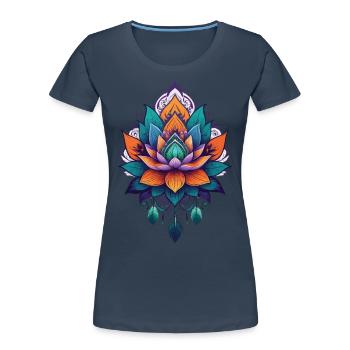 Spirituelle Lotus Blume des Lebens Aesthetic - Frauen Premium Bio T-Shirt - Navy - Vorne - Mia (176cm)