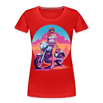 Retro Vaporwave Biker Aesthetic Design - Frauen Premium Bio T-Shirt - Navy - Vorne - Mia (176cm)
