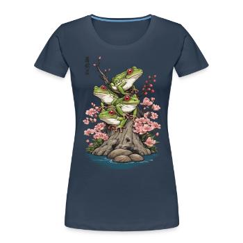 Japan Frog Streetwear Aesthetic Vintage Design - Women's Premium Organic T-Shirt - navy - Front - Mia (176cm)
