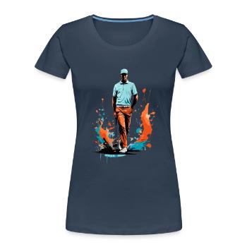 Golfspieler Design Esthétique Golfeur Streetwear - T-shirt bio Premium Femme - bleu marine - Devant - Mia (176cm)