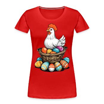 Easter Chicken Colorful Cute Funny Easter Eggs Nest - Women's Premium Organic T-Shirt - navy - Front - Mia (176cm)