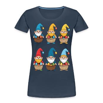 Gnome nordique de Pâques lapin nains - T-shirt bio Premium Femme - bleu marine - Devant - Mia (176cm)