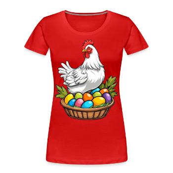Easter Chicken Colorful Cute Funny Easter Eggs Nest - Women's Premium Organic T-Shirt - navy - Front - Mia (176cm)