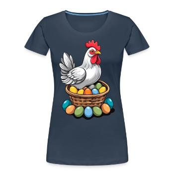 Easter Chicken Colorful Cute Funny Easter Eggs Nest - Women's Premium Organic T-Shirt - navy - Front - Mia (176cm)
