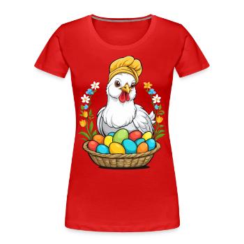 Easter Chicken Colorful Cute Funny Easter Eggs Nest - Women's Premium Organic T-Shirt - navy - Front - Mia (176cm)
