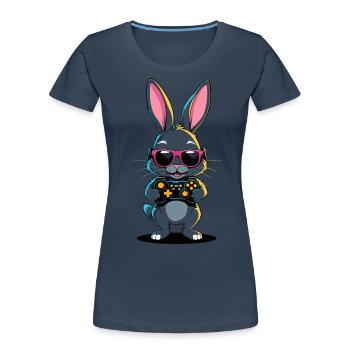 Osterhase Gamer Ikonisches Ostern Gaming - Frauen Premium Bio T-Shirt - Navy - Vorne - Mia (176cm)