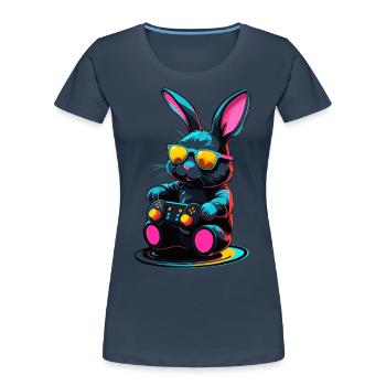 Osterhase Gamer Ikonisches Ostern Gaming - Frauen Premium Bio T-Shirt - Navy - Vorne - Mia (176cm)