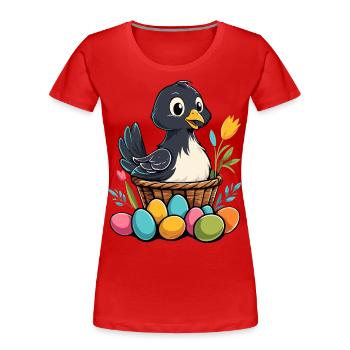 Ostern Huhn Bunt Süß Lustig Ostereier Nest - Frauen Premium Bio T-Shirt - Navy - Vorne - Mia (176cm)