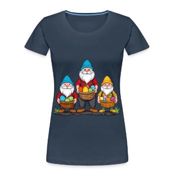 Easter Nordic Gnome Easter Bunny Funny - Women's Premium Organic T-Shirt - navy - Front - Mia (176cm)