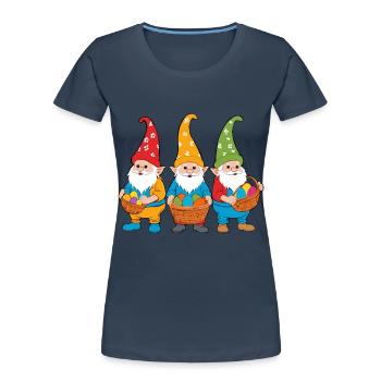 Gnome nordique de Pâques lapin nains - T-shirt bio Premium Femme - bleu marine - Devant - Mia (176cm)