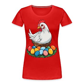 Easter Chicken Cute Funny Colorful Easter Eggs Nest - Women's Premium Organic T-Shirt - navy - Front - Mia (176cm)
