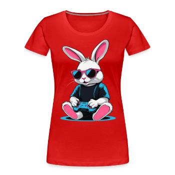 Osterhase Gamer Ikonisches Ostern Gaming - Frauen Premium Bio T-Shirt -  - Vorne - Mia (176cm)