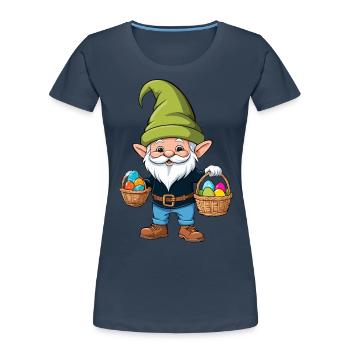 Pâques nordique Gnome lapin de Pâques drôle - T-shirt bio Premium Femme - bleu marine - Devant - Mia (176cm)