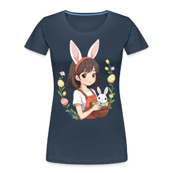 Anime Easter Kawaii Easter Bunny Manga Girl Otaku - Women's Premium Organic T-Shirt - navy - Front - Mia (176cm)