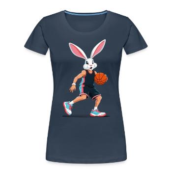Basketballspieler Osterhase Lustig Streetwear - Frauen Premium Bio T-Shirt - Navy - Vorne - Mia (176cm)