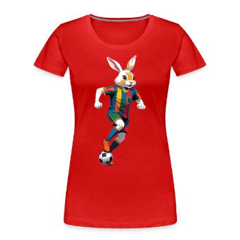 Joueur de football lapin de Pâques et conception de football de Pâques - T-shirt bio Premium Femme - bleu marine - Devant - Mia (176cm)