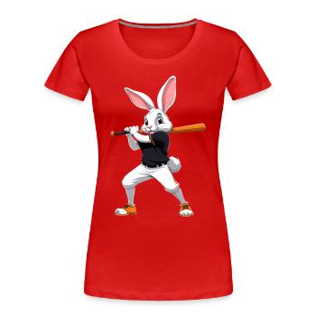 Baseballspieler Osterhase Ostern Baseball - Frauen Premium Bio T-Shirt - Navy - Vorne - Mia (176cm)