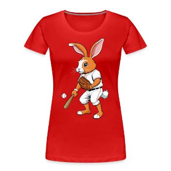 Baseballspieler Osterhase Lustiges Ostern - Frauen Premium Bio T-Shirt - Navy - Vorne - Mia (176cm)