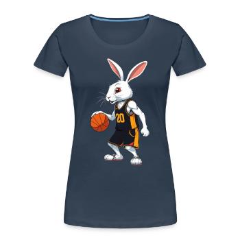 Basketballspieler Osterhase Lustig Streetwear - Frauen Premium Bio T-Shirt - Navy - Vorne - Mia (176cm)