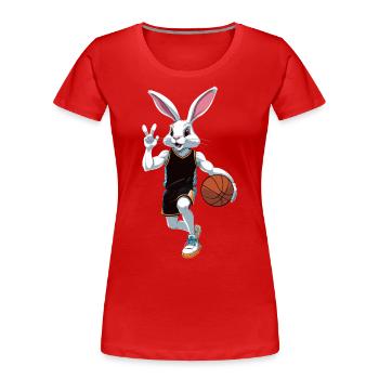 Basketballspieler Osterhase Lustig Streetwear - Frauen Premium Bio T-Shirt - Navy - Vorne - Mia (176cm)