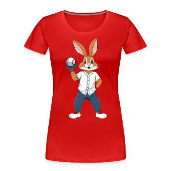 Joueur de baseball, lapin de Pâques, Pâques, Baseball - T-shirt bio Premium Femme - bleu marine - Devant - Mia (176cm)