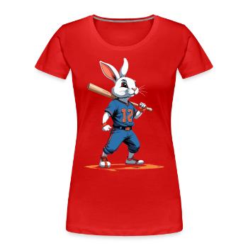 Baseballspieler Osterhase Ostern Baseball - Frauen Premium Bio T-Shirt - Navy - Vorne - Mia (176cm)