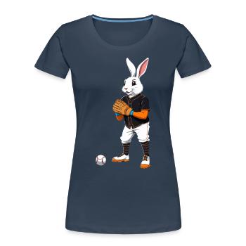 Baseballspieler Osterhase und Ostern Baseball im - Frauen Premium Bio T-Shirt - Navy - Vorne - Mia (176cm)