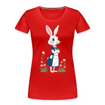 Infirmière lapin mignon lapin de Pâques Motif - T-shirt bio Premium Femme - bleu marine - Devant - Mia (176cm)