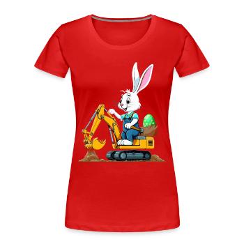 Osterhase Baggerfahrer Ostern Ostereier Lustiges - Frauen Premium Bio T-Shirt - Navy - Vorne - Mia (176cm)