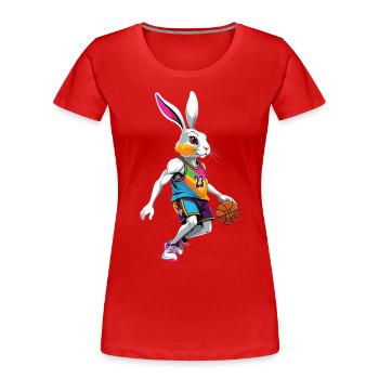 Basketballspieler Osterhase Lustig Streetwear - Frauen Premium Bio T-Shirt - Navy - Vorne - Mia (176cm)