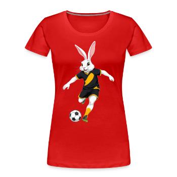 Lapin de Pâques Joueur de Football Design de Football de Pâques - T-shirt bio Premium Femme - bleu marine - Devant - Mia (176cm)