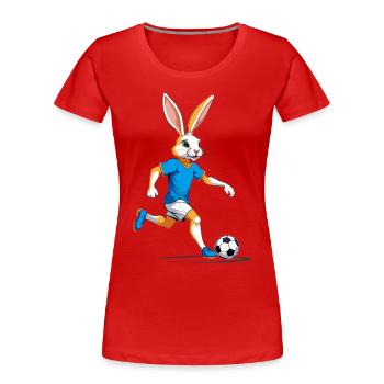 Osterhase Fußballspieler Ostern Fußball Design - Frauen Premium Bio T-Shirt - Navy - Vorne - Mia (176cm)