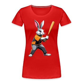 Baseballspieler Osterhase Lustiges Ostern - Frauen Premium Bio T-Shirt - Navy - Vorne - Mia (176cm)