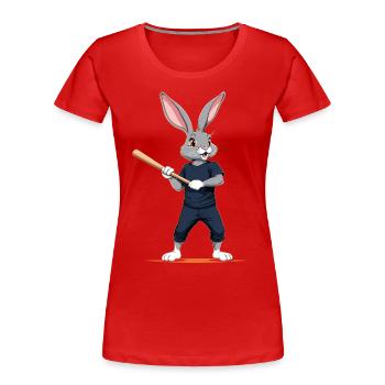 Baseballspieler Osterhase Lustiges Ostern - Frauen Premium Bio T-Shirt - Navy - Vorne - Mia (176cm)