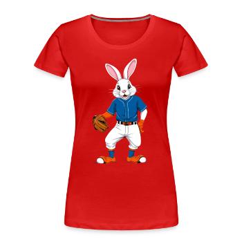 Baseball Player Easter Bunny Funny Design - Women's Premium Organic T-Shirt - navy - Front - Mia (176cm)