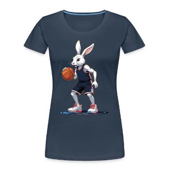 Basketballspieler Osterhase Lustig Streetwear - Frauen Premium Bio T-Shirt - Navy - Vorne - Mia (176cm)