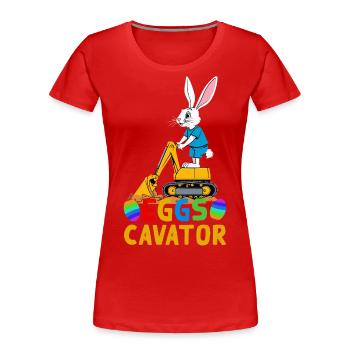 Lustiger Ostern Spruch Osterhase Baggerfahrer - Frauen Premium Bio T-Shirt - Navy - Vorne - Mia (176cm)